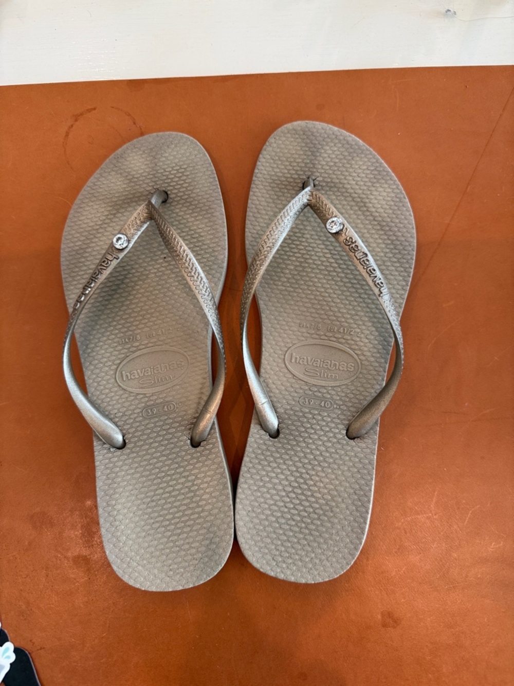 Havaianas Slim Metallic Taupe Women's Flip Flops